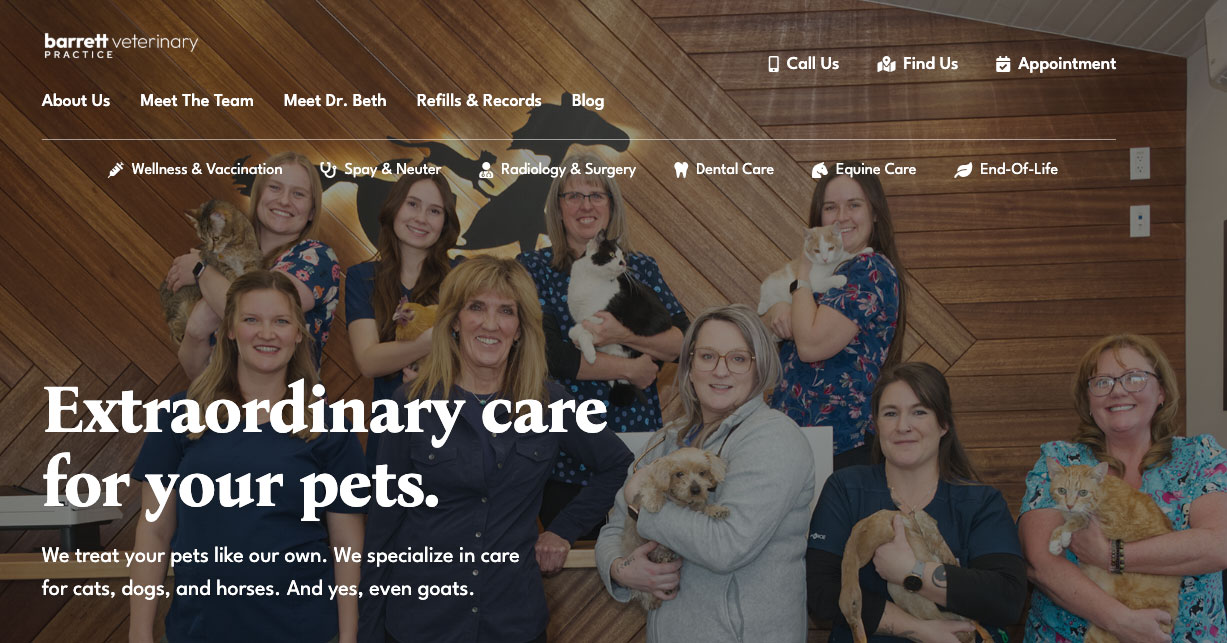 Website Front Page: Barrett Veterinary Practice